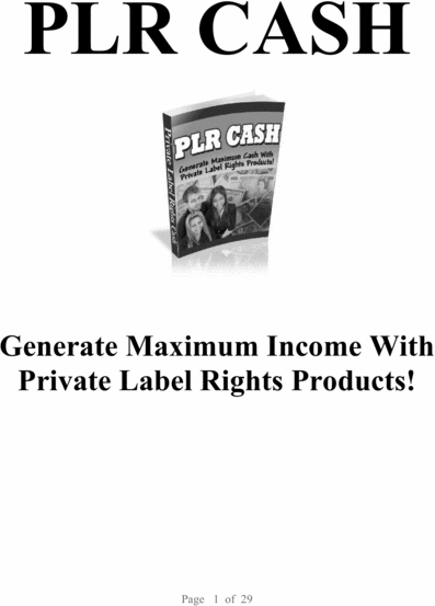Product picture PLR Cash